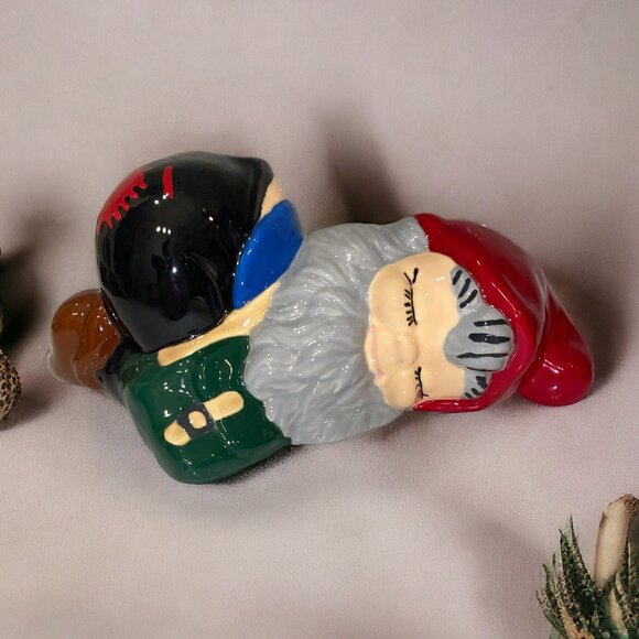 Ceramic Sleeping Gnome Garden Hand Painted Glazed Home Decor - Picture 1 of 6